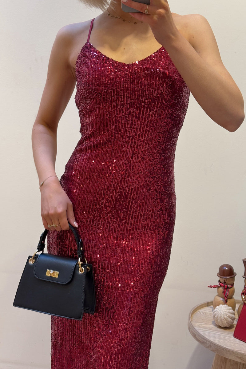 Sterre Sequin Dress - Bordeaux - LA V STORE 