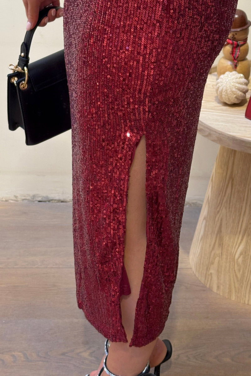 Sterre Sequin Dress - Bordeaux - LA V STORE 