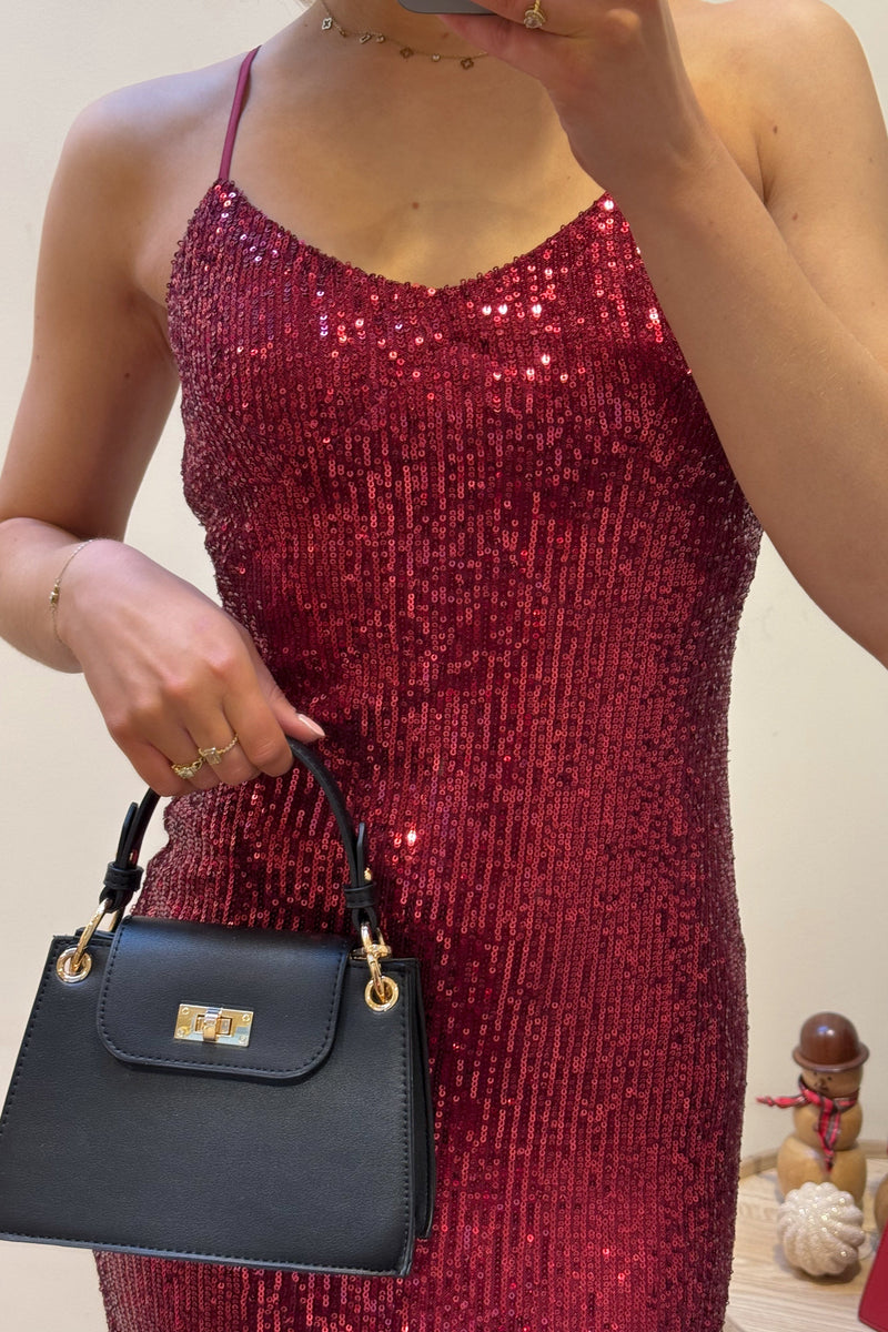 Sterre Sequin Dress - Bordeaux - LA V STORE 