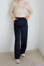 Mabel Satin Trousers - Dark Blue